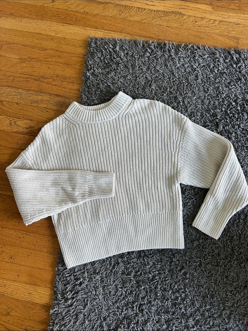 EVERLANE The Texture Organic Cotton Crew Neck Sweater Chunky Knit Size XS Cream